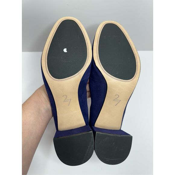27 Edit Naturalizer Pumps Size 8.5 Wide Navy Blue Suede Leather Block Heel NEW - Picture 10 of 10
